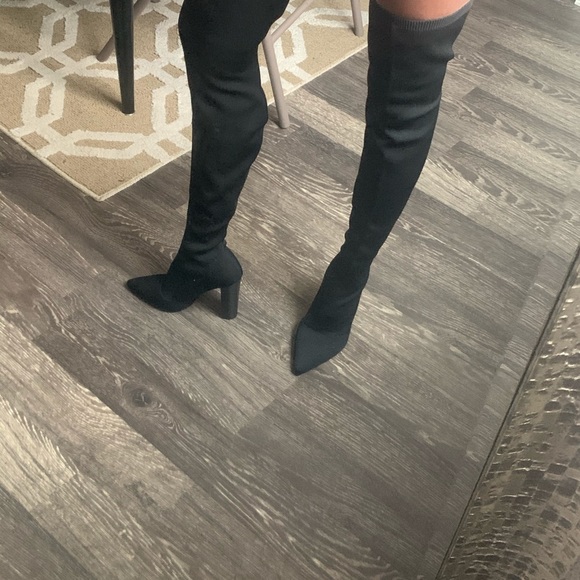 ASOS DESIGN Knitted Block Heel Thigh High Boots - Picture 6 of 7